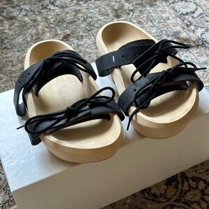 Maison Martin Margiela black leather wooden-sole clog sandals